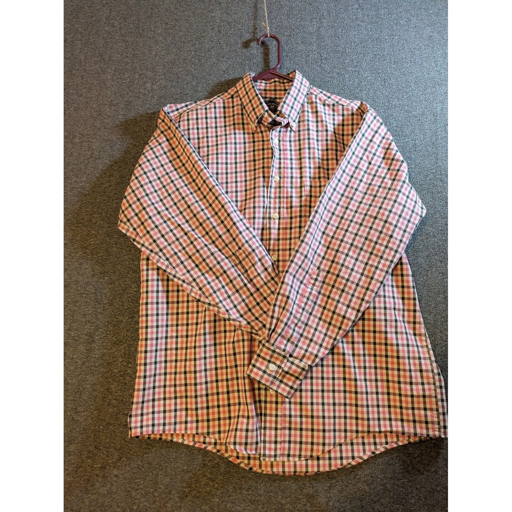 Bills Khakis Dress Shirt Mens Plaid Long Sleeve Button Up Size XL Made In USA